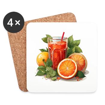 Blutorange Orange Saft Blutorangensaft - Untersetzer (4er-Set) - Weiß - Vorne