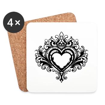 Heart Symbol Crown Love - Coasters (set of 4) - white - Front