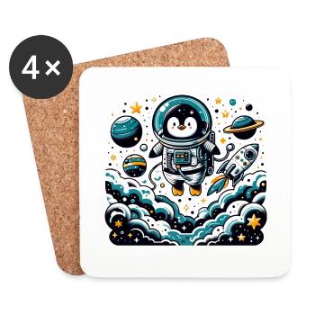 Pinguin als Astronaut für Pinguin Fan - Untersetzer (4er-Set) - Weiß - Vorne