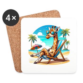 Urlaub Glückseligkeit Giraffe Faul für einen - Untersetzer (4er-Set) - Weiß - Vorne