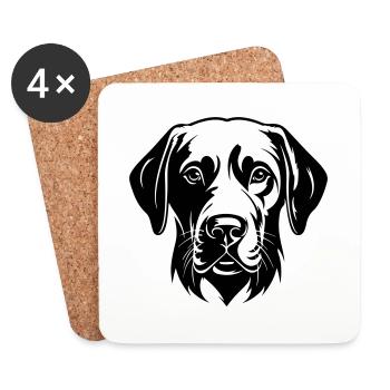 Labrador Dog Head - Coasters (set of 4) - white - Front