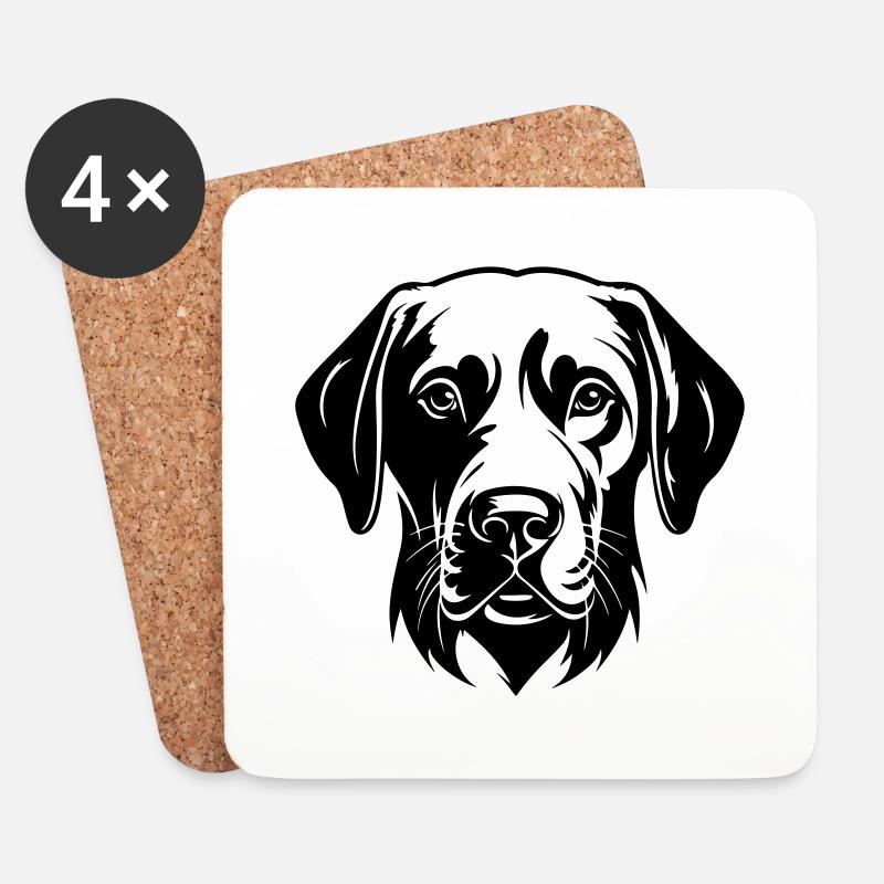 Labrador Hund Kopf - Untersetzer (4er-Set) - Weiß