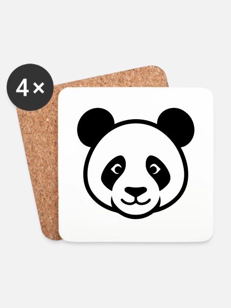 Panda Kopf - Untersetzer (4er-Set) - Weiß