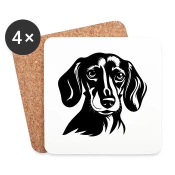 Dachshund Dog Head Dachshund - Coasters (set of 4) - white - Front