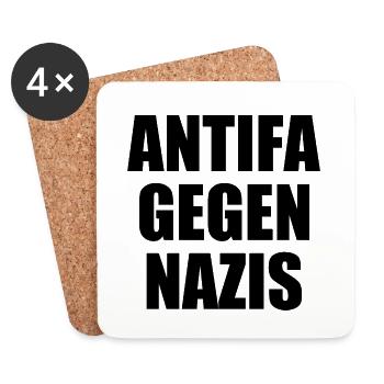 Antifa gegen nazis - Untersetzer (4er-Set) - Weiß - Vorne
