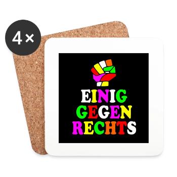 Einig gegen rechts - Untersetzer (4er-Set) - Weiß - Vorne