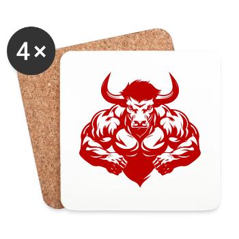 Bull Muscles Bull Gym Musculation - Dessous de verre (lot de 4) - blanc - Devant