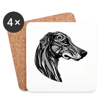 Greyhound Hund Porträt - Untersetzer (4er-Set) - Weiß - Vorne