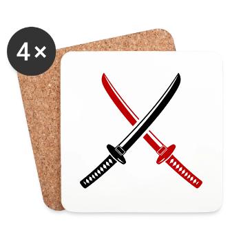 Samurai Sword Symbol - Coasters (set of 4) - white - Front