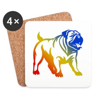 Bouledogue Chien Coloré - Dessous de verre (lot de 4) - blanc - Devant
