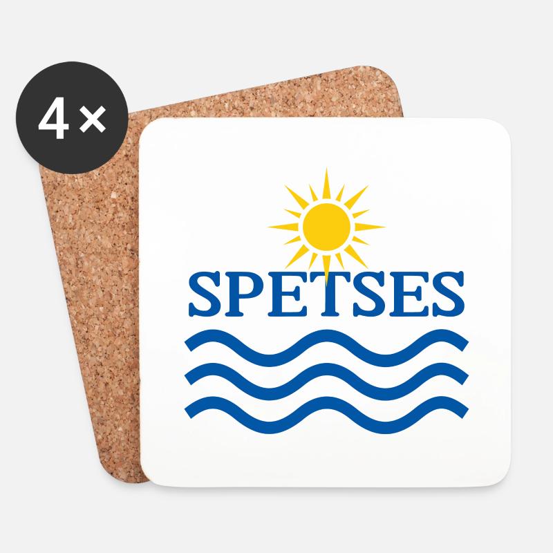 SPETSES Griechenland-Sonnenwellen - Untersetzer (4er-Set) - Weiß