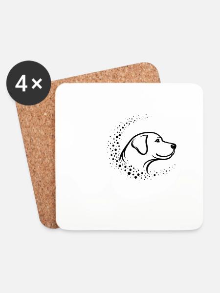 Minimal Dog Muzzle – Abstract Line Art Design - Untersetzer (4er-Set) - Weiß