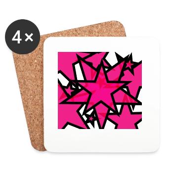 Kaleidoskopische Sternenexplosion Pink - Untersetzer (4er-Set) - Weiß - Vorne
