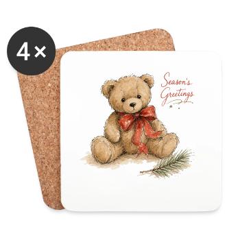 Aquarell Weihnachtsteddybär - Untersetzer (4er-Set) - Weiß - Vorne