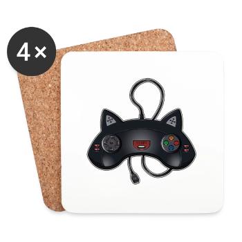 Katzen-Joystick - Untersetzer (4er-Set) - Weiß - Vorne
