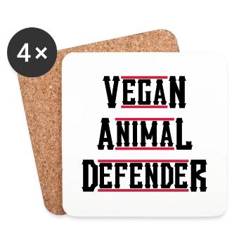 VEGAN ANIMAL DEFENDER western - Dessous de verre (lot de 4) - blanc - Devant