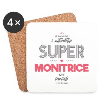 L authentique super monitrice - Dessous de verre (lot de 4) - blanc - Devant