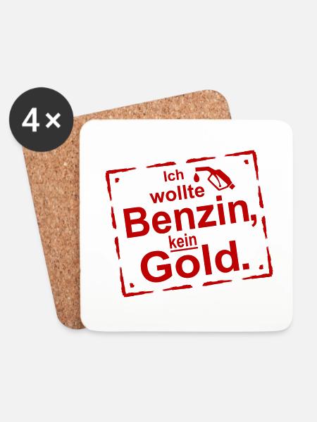 Tankrabatt Benzin Diesel Gold Benzinpreis - Untersetzer (4er-Set) - Weiß
