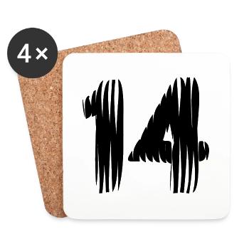 14 Zahl Trikot - Untersetzer (4er-Set) - Weiß - Vorne