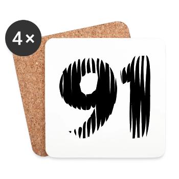 91 number jersey - Coasters (set of 4) - white - Front