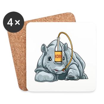 Lustiges Nashorn mit Korn - Untersetzer (4er-Set) - Weiß - Vorne