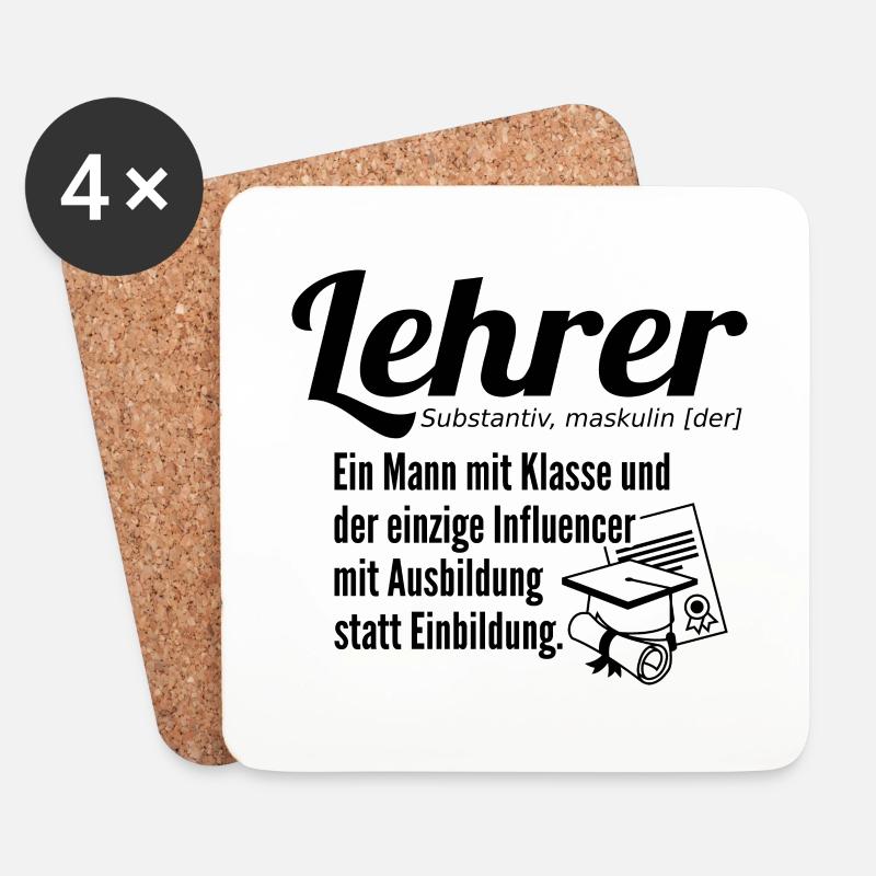 Lehrer Definition ein Mann mit Klasse - Untersetzer (4er-Set) - Weiß