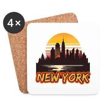 New York City Skyline Sonnenuntergang Hitze - Untersetzer (4er-Set) - Weiß - Vorne
