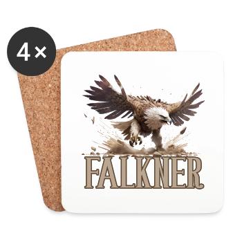 Falknerei Beizjagd Greifvogel Greif Falke - Untersetzer (4er-Set) - Weiß - Vorne