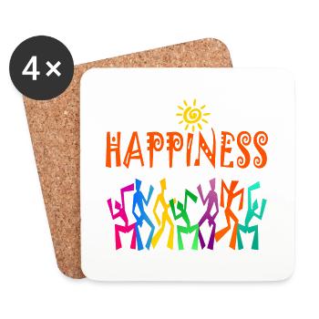 HAPPINESS - Untersetzer (4er-Set) - Weiß - Vorne