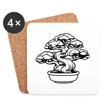 Symbole de l’arbre à bonsaï - Dessous de verre (lot de 4) - blanc - Devant