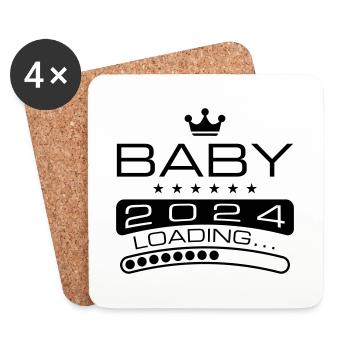 Baby 2024 Loading - Coasters (set of 4) - white - Front