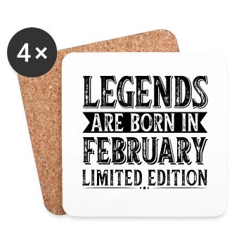 Les légendes naissent le jour de l’anniversaire de février - Dessous de verre (lot de 4) - blanc - Devant