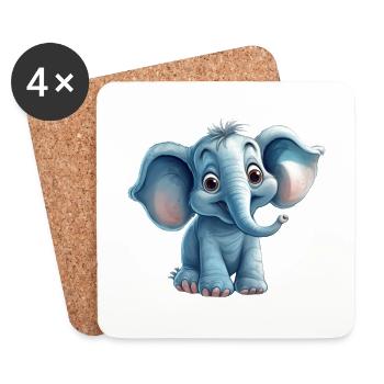 Niedlicher Elefant für Kinder für Kinder - Untersetzer (4er-Set) - Weiß - Vorne