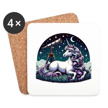 Mystische Einhorn-Sternschnuppe Sterne - Untersetzer (4er-Set) - Weiß - Vorne