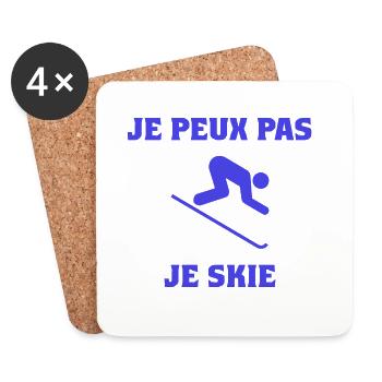 I CAN'T. SKI. SKI. RACKET. SNOW. SNOWBOARDING - Coasters (set of 4) - white - Front
