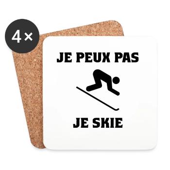 I CAN'T. SKI. SKI. RACKET. SNOW. SNOWBOARDING - Coasters (set of 4) - white - Front