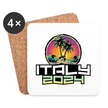 Italie 2024 Palmiers de vacances - Dessous de verre (lot de 4) - blanc - Devant