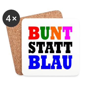 Bunt statt blau - Untersetzer (4er-Set) - Weiß - Vorne