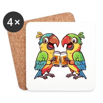 Papagai Comic Bière Drôle Alcool - Dessous de verre (lot de 4) - blanc - Devant