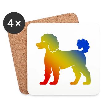 Poodle Hund Bunt - Untersetzer (4er-Set) - Weiß - Vorne