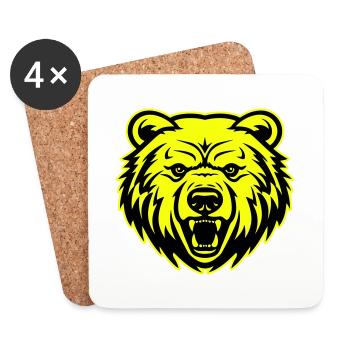 Icône de portrait de tête d’ours - Dessous de verre (lot de 4) - blanc - Devant