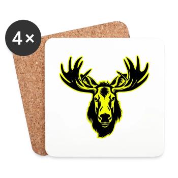 Moose Head Portrait Icon - Coasters (set of 4) - white - Front