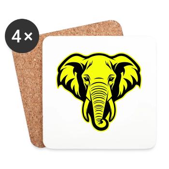 Elephant Head Portrait Icon - Coasters (set of 4) - white - Front