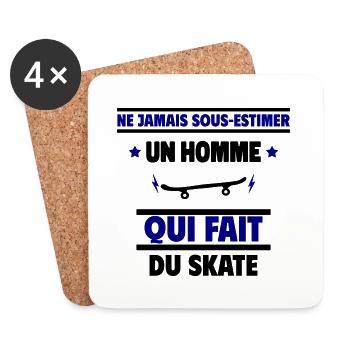 Ne sous-estimez jamais un homme qui fait du skate - Dessous de verre (lot de 4) - blanc - Devant