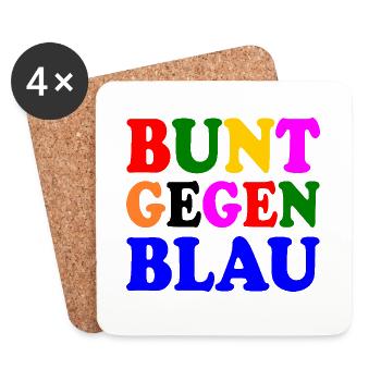 Bunt gegen blau - afd - Untersetzer (4er-Set) - Weiß - Vorne