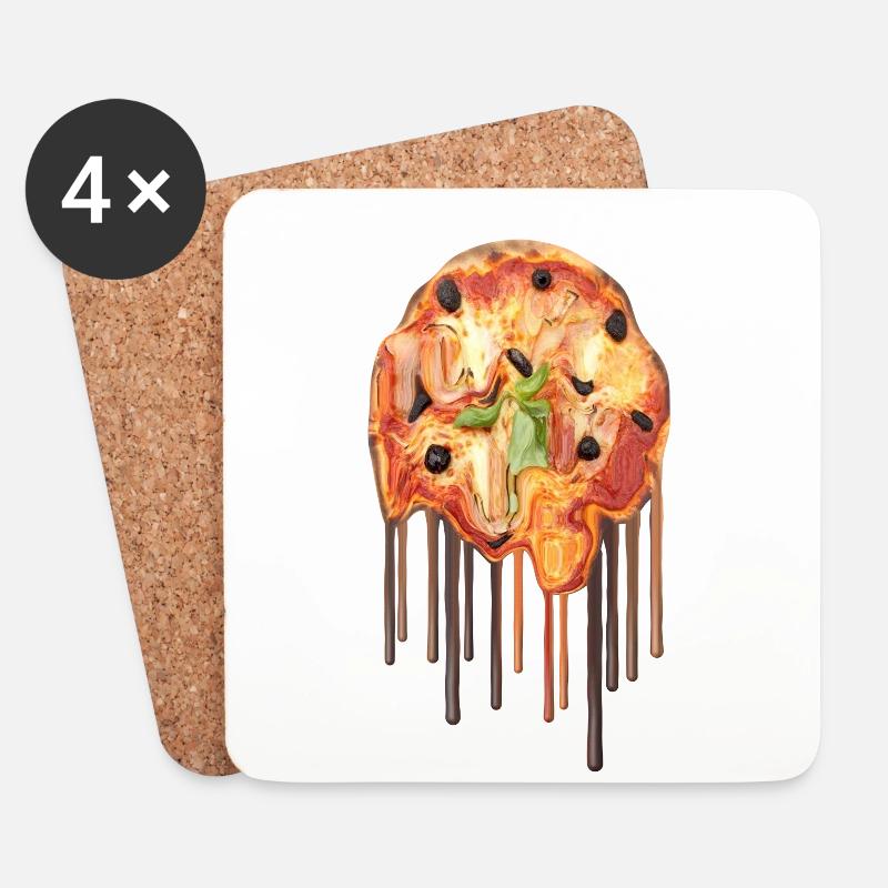 Schlanke Pizza - Untersetzer (4er-Set) - Weiß