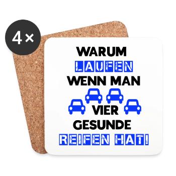 Auto Reifen schwarz blau - Untersetzer (4er-Set) - Weiß - Vorne