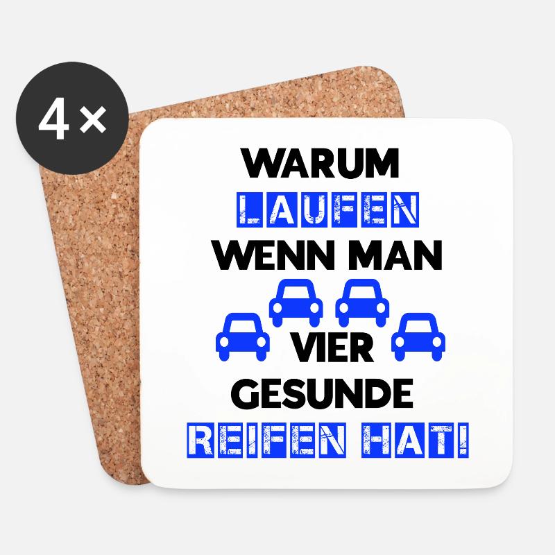 Auto Reifen schwarz blau - Untersetzer (4er-Set) - Weiß