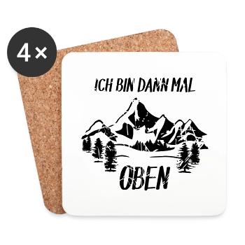 Berg, Berge - Ich bin dann mal oben - Untersetzer (4er-Set) - Weiß - Vorne