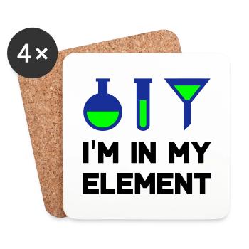 I'm in my element (flask, test tube, funnel) - Coasters (set of 4) - white - Front